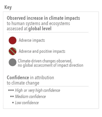 Key to observed impacts